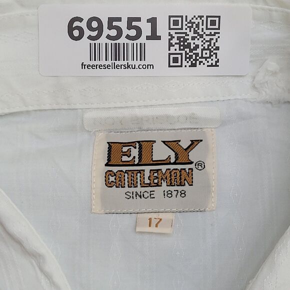 Vintage 90s ELY-Cattleman Button Shirt XL/2XL 25x32 White - Picture 8 of 10